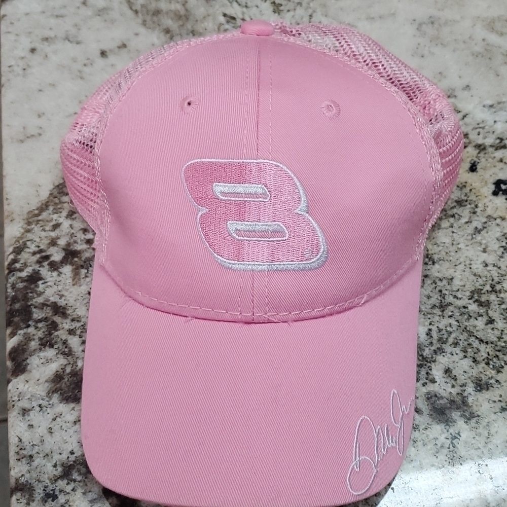 Dale Earnhardt Jr hat snapback Vintage womens race pink flaws On Clasp Puncture